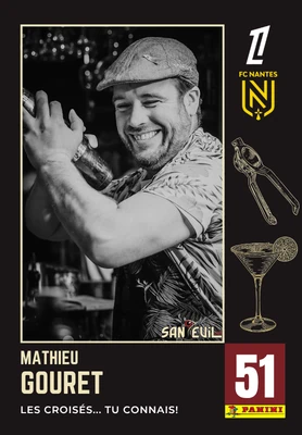 L'image Panini de Mathieu le patron du Santeuil café. Champion de cocktails, fan de sport, amoureux des bons produits et fan de ses clients