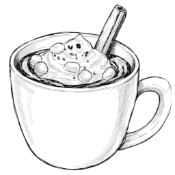 Mug de chocolat avec de la chantilly illustrant les boissons chaudes servis au Santeuil Café