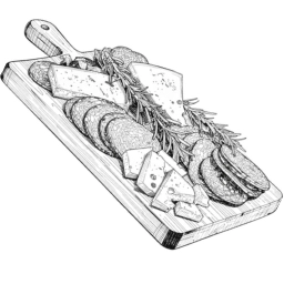 Planche apéritive charcuterie fromage - image illustration carte des grignotes au Santeuil Café - Bar à cocktails nantais