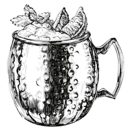Image d'un moscow mule illustrant la carte des cocktails du santeuil café avec ses classiques, créations signatures ou cocktail sur mesure